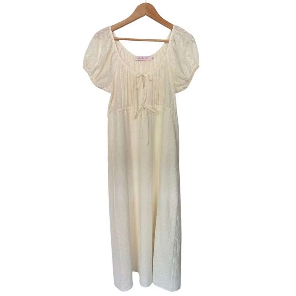 Lisa Says Gah Luxe Midi Dress in Milk Eyelet Size S - Picture 4 of 12